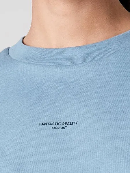 FANTASTIC REALITY STUDIOS Fantastic Reality Studios Logo Boxy Fit T-Shirt – Bio-Baumwolle, Unisex, Blau, – Produktbild 4 von 4