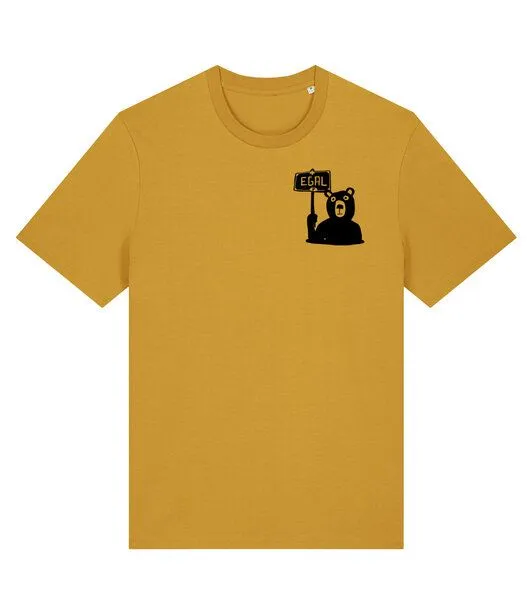 päfjes päfjes Dem Bären ist es EGAL! Dir auch? - Fair Wear Männer Unisex Bio T-Shirt Siebdruck, Gelb (ochre), – Produktbild 2 von 4
