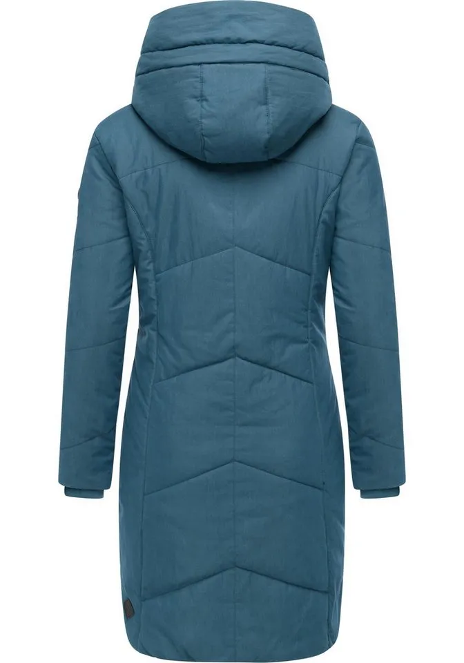 ragwear ragwear Wintermantel Gordon Long gesteppter Winterparka mit asymmetrischem Kragen, Blau|grau, – Produktbild 4 von 4