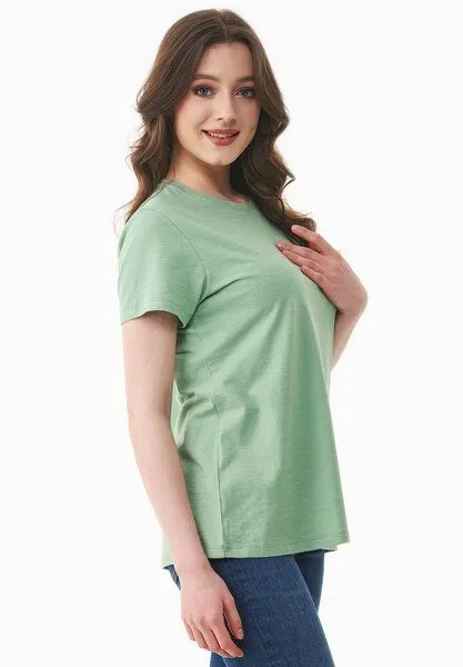 ORGANICATION ORGANICATION Damen Basic T-Shirt aus Bio-Baumwolle, Matcha green, – Produktbild 3 von 4