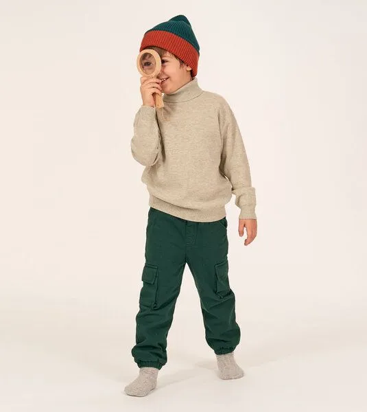 Sense Organics & friends in cooperation with GARY MASH Sense Organics & friends in cooperation with GARY MASH Kinder Strickmütze aus Biobaumwolle, Grün-terracotta, – Produktbild 3 von 4