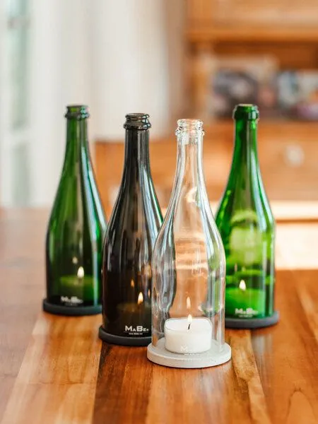 MaBe MaBe Windlicht handgefertigt aus der Sektflasche, Oliv, – Produktbild 4 von 4