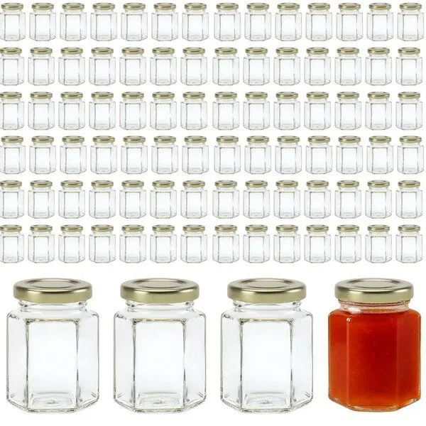 mikken mikken 100 kleine Marmeladengläser 110 ml Einmachgläser mit Schraubdeckel, Gold, – Produktbild 1 von 3