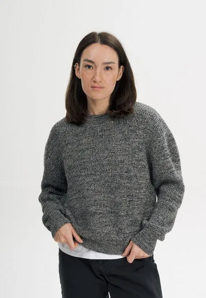MELA MELA Rippstrick Pullover ADAH aus 100% Bio-Baumwolle, Black pepper speckles, – Produktbild 1 von 4