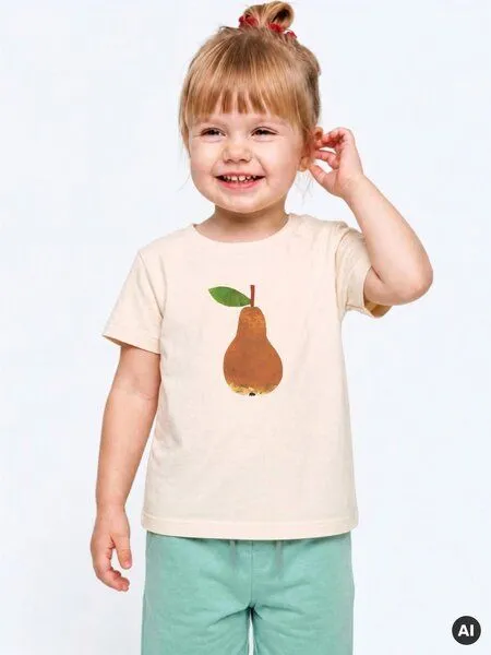 MelaDi MELAdi Kinder Baby-Shirt aus Biobaumwolle - Birne auf Natural Raw – Produktbild 1 von 4