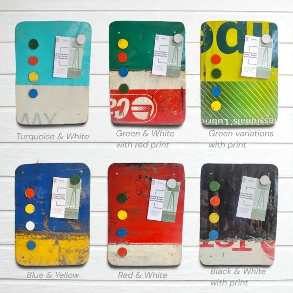 Moogoo Creative Africa Moogoo Creative Africa Magnettafel aus recycelten Ölfässern mit 5 bunten Magneten - Industrial Upcycling, Rot, – Produktbild 4 von 4