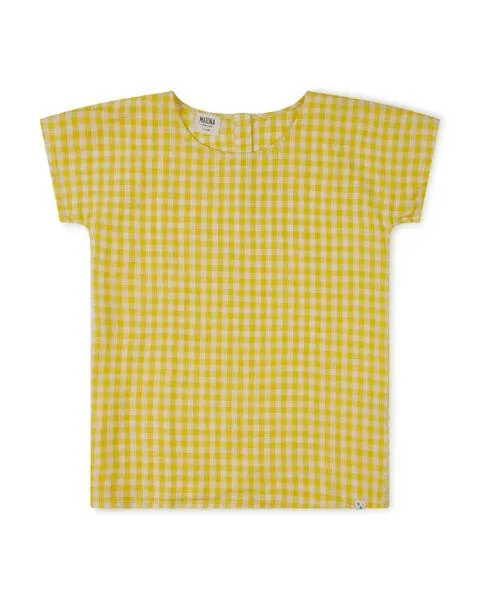 MATONA Matona Leichtes T-Shirt für Kinder aus Leinen / Easy T-Shirt, Yellow gingham, – Produktbild 4 von 4
