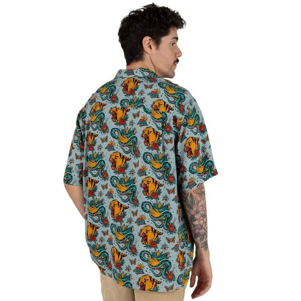Brava Fabrics Brava Fabrics Kurzarm-Hemd Old School Tattoo Aloha, Mist (blau), – Produktbild 3 von 4