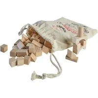 Nemmer Nemmer 100 Natur Bauklötze aus Holz 1,5 kg Holzbausteine natur im Baumwollsack – Produktbild 1 von 1