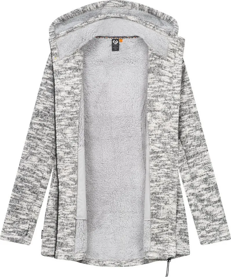 ragwear ragwear Longstrickjacke Leysha Melange Sportliche Kapuzenjacke in melierter Strick-Optik, Grau, – Produktbild 1 von 4