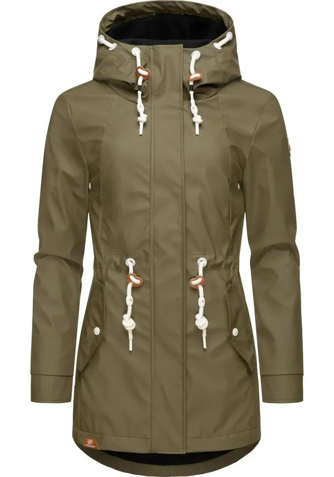 ragwear ragwear Regenmantel Monadis Rainy Intl. modischer Regenparka mit kuschligem Innenfutter, Grün, – Produktbild 5 von 5