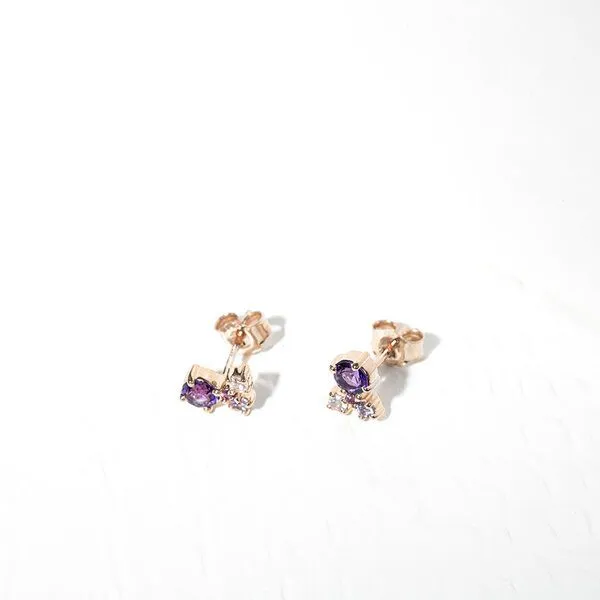 Eppi Eppi Silberne Cluster Ohrringe mit Amethysten und Edelsteinen Kerrie, Weiss, – Produktbild 3 von 4