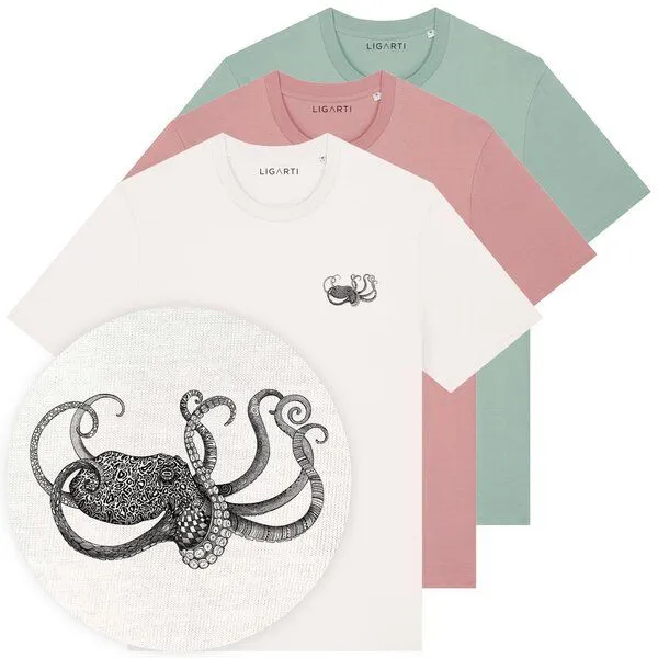 LIGARTI LIGARTI T-shirt - Oktopus, Mintgrün, – Produktbild 3 von 5