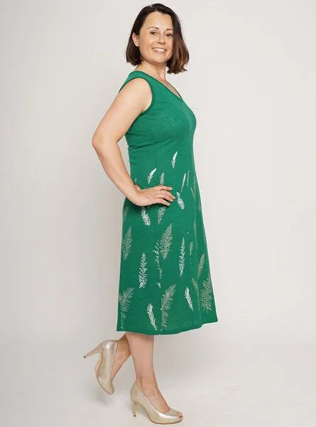 Peaces.bio - handbedruckte Biomode Peaces.bio - handbedruckte Biomode Sommerkleid Schafgarbe in Grün – Produktbild 3 von 3
