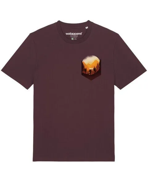 watapparel watapparel T-Shirt Unisex Hiking in the mountains, Red brown, – Produktbild 1 von 3