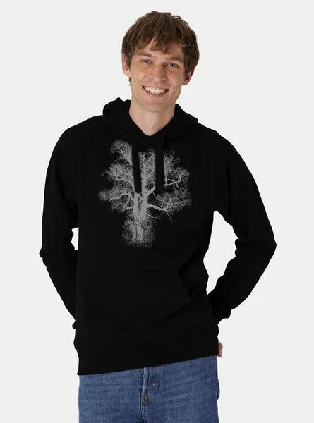 Peaces.bio - handbedruckte Biomode Peaces.bio - handbedruckte Biomode Bio-Herren-Kapuzensweater Chestnut, Schwarz, – Produktbild 1 von 3
