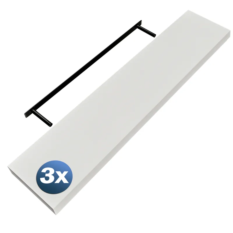 Casaria® Wandregal Schweberegal 110cm 3er-Set Weiß + Halterung – Produktbild 1 von 2