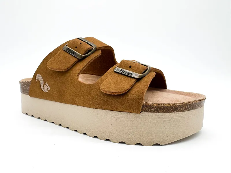 thies thies Damen vegan Sandalen Plateau Cognac, Braun, – Produktbild 2 von 2