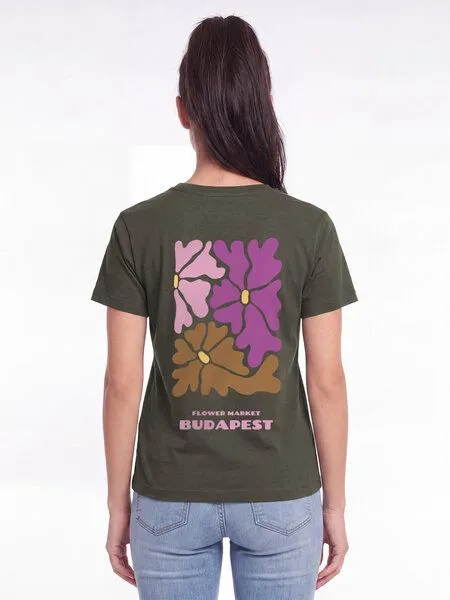 watapparel watapparel T-Shirt Frauen Budapest Flora, Khaki, – Produktbild 2 von 2