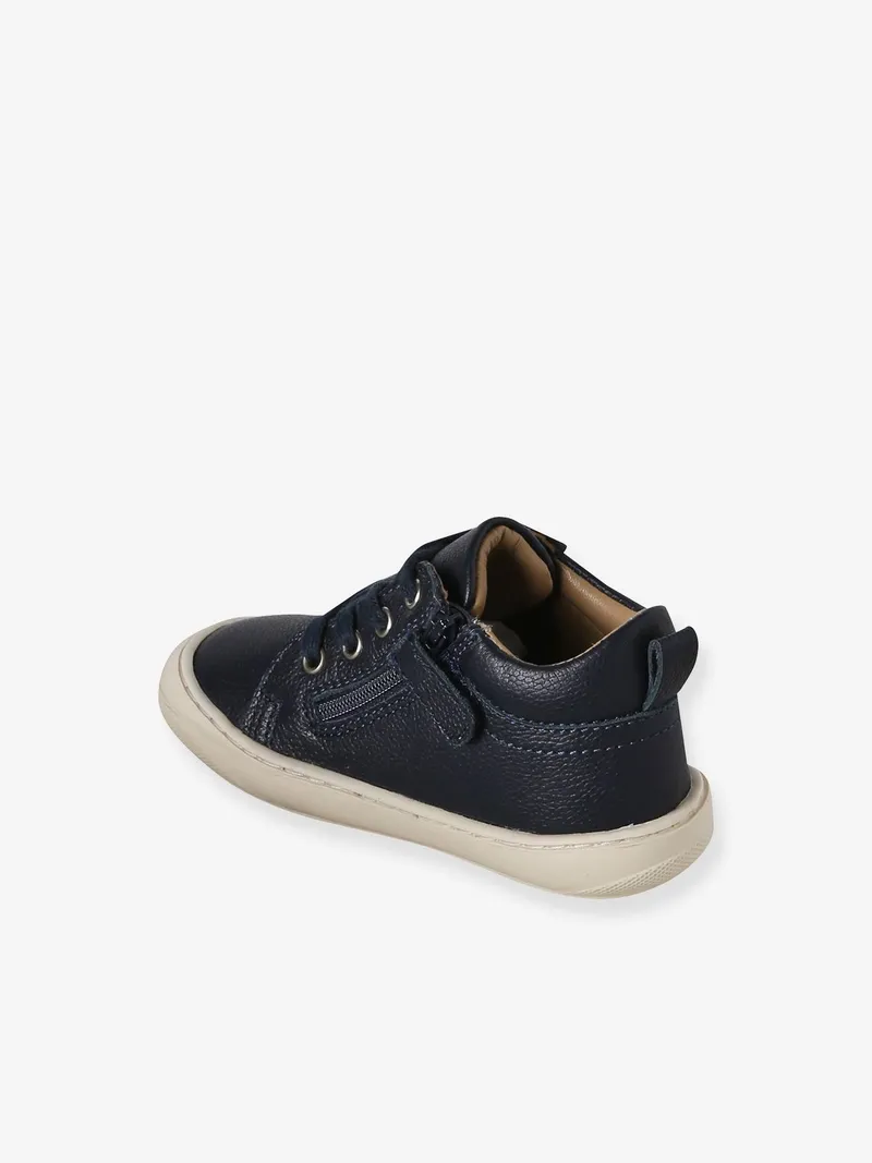 Vertbaudet Vertbaudet Baby Lauflernschuhe mit Schnürung aus weichem Leder, Marine, – Produktbild 3 von 4