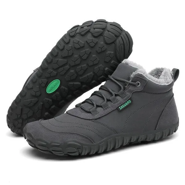 SAGUARO SAGUARO Barfuß-Schuhe vegan Winter-Stiefel warm & weich gefüttert, Grau 0167, – Produktbild 1 von 4