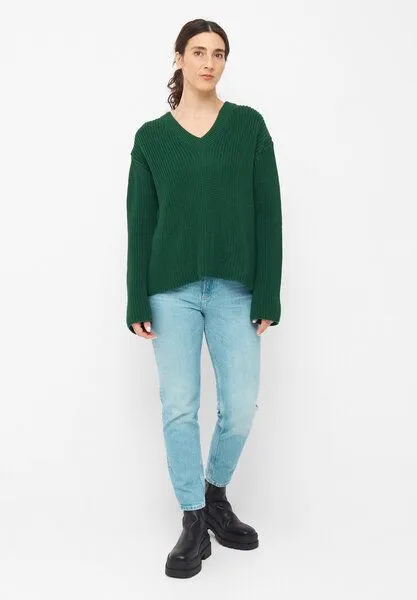 Givn Berlin Givn Berlin Damen Strickpullover mit V-Ausschnitt aus Bio-Baumwolle - ELSA, Cedar green, – Produktbild 2 von 4