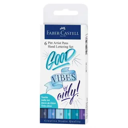 Faber-Castell Faber-Castell Tuschestifte-Set, Blautöne, Pitt Artist Pen, Handlettering-Set, 6 Stk. – Produktbild 1 von 1