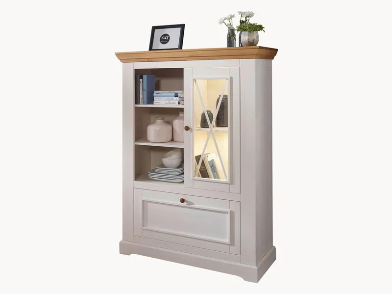 allnatura Highboard "Molina" ohne Beleuchtung anthrazit-gewachst, Naturholz, – Produktbild 2 von 2