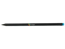 FSC-zertifizierter Bleistift rund schw durchgefärbt, 18,5 cm, mit Radiertip, – Produktbild 1 von 1
