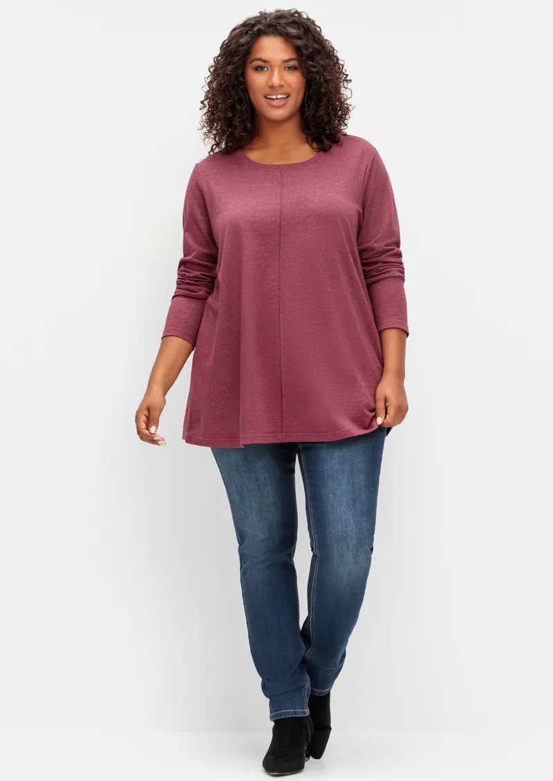 sheego Langarmshirt brombeer-meliert, Brombeer-meliert, – Produktbild 2 von 2