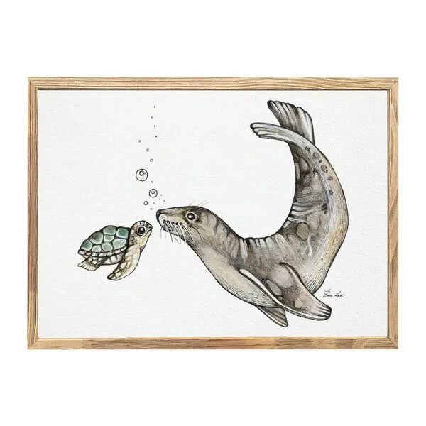 LIGARTI Kunstdruck »Ozeantreffen (Schildkröte & Seelöwe)« von LIGARTI | A4, A3 oder A2 | Wandbild | Poster | Kunst – Produktbild 1 von 3