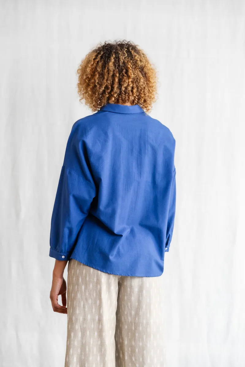Jyoti - Fair Works Jyoti - Fair Works Damen vegan Bluse Mayank Kobaltblau, Dunkelblau, – Produktbild 1 von 2