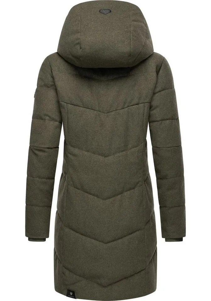ragwear ragwear Wintermantel Pavla Coat stylischer Damen Steppmantel in Woll-Optik, Grün, – Produktbild 4 von 4