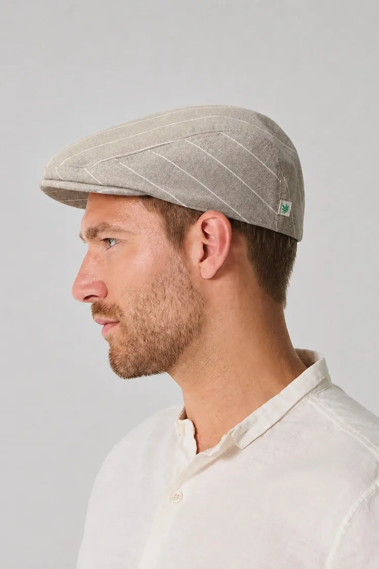 HempAge Hempage Herren vegan Flache Mütze Gestreift Thistle Beige, Beige, – Produktbild 2 von 2