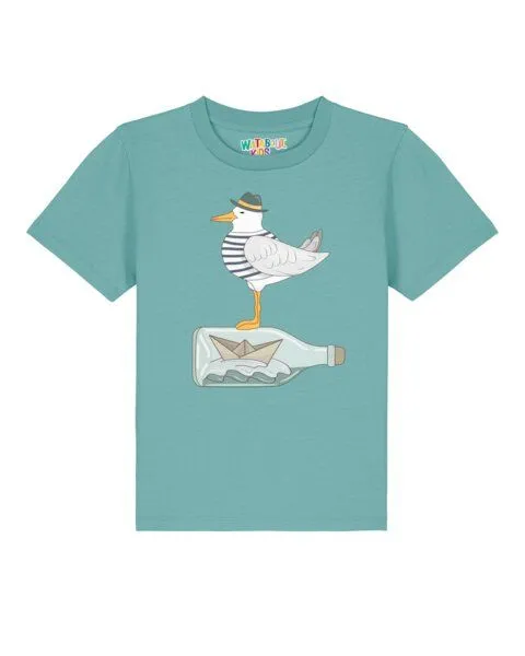 watabout.kids watabout.kids T-Shirt Kinder Möwe mit Hut, Teal monstera, – Produktbild 1 von 2