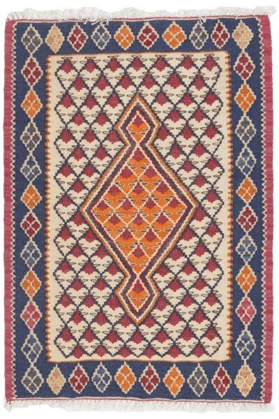 Rugtales Kelim Senneh „Rugtales“ aus Schurwolle, 60x86 cm, Beige, – Produktbild 3 von 4