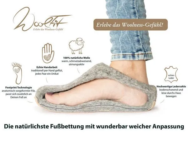 WoolFit WoolFit Barfuß-Hausschuhe „Footprint“ hand-gefilzt, extra weich & flexibel, Gelb, – Produktbild 3 von 4