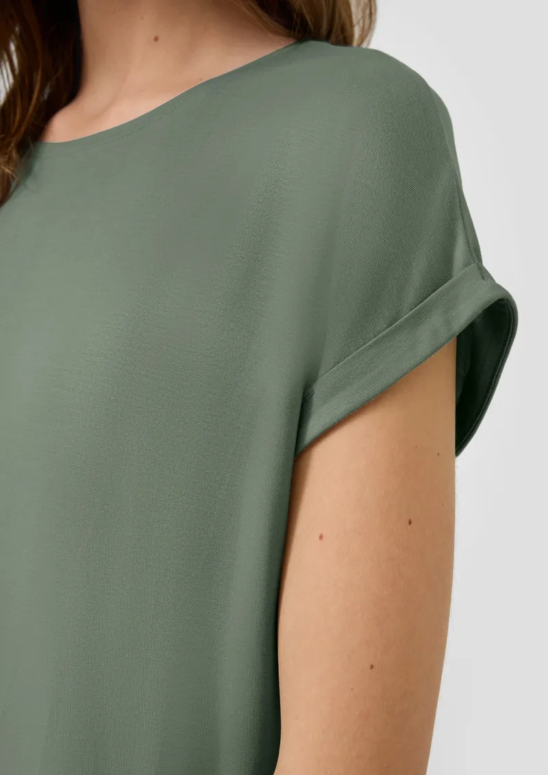 QS QS T-Shirt aus Lyocellmix, Olive, – Produktbild 7 von 7