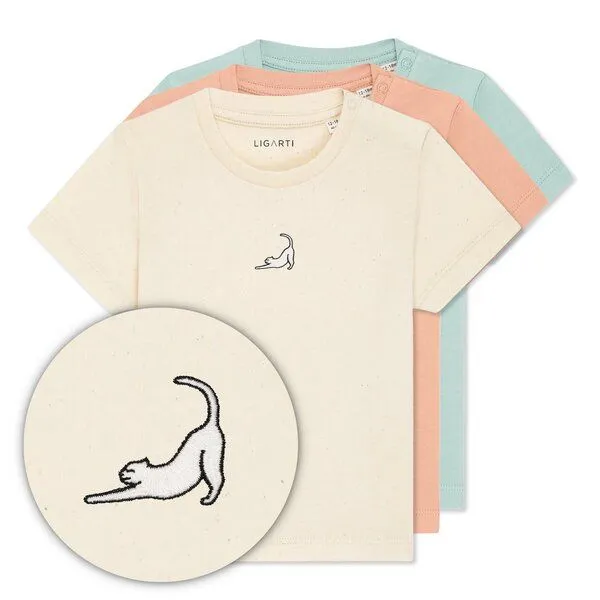 LIGARTI LIGARTI Babyshirt - Eloise die Katze, Pfirsich, – Produktbild 3 von 3