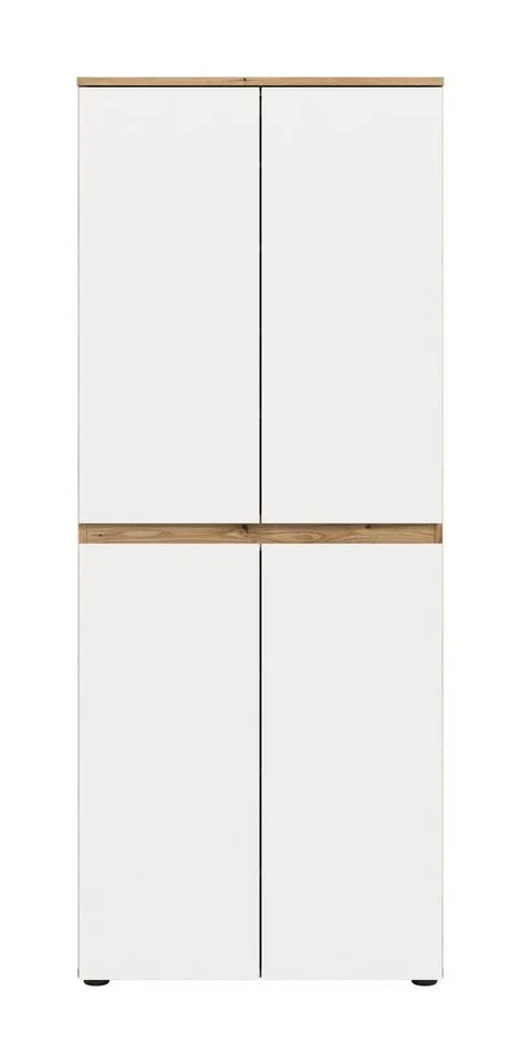 furnling Mehrzweckschrank Sarca - in 5 trendigen Farben 1 Kleiderstange, 4 Türen, 9 Fächer, Universalschrank, Höhe 175 cm, Weiß, – Produktbild 3 von 5