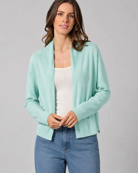 HempAge HempAge Damen-Cardigan mit Schalkragen Hanf/Biobaumwolle, Lake (blau), – Produktbild 1 von 4
