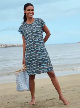 feel good Sommerkleid dunkelblau-bedruckt + aqua-bedruckt – Produktbild 1 von 1