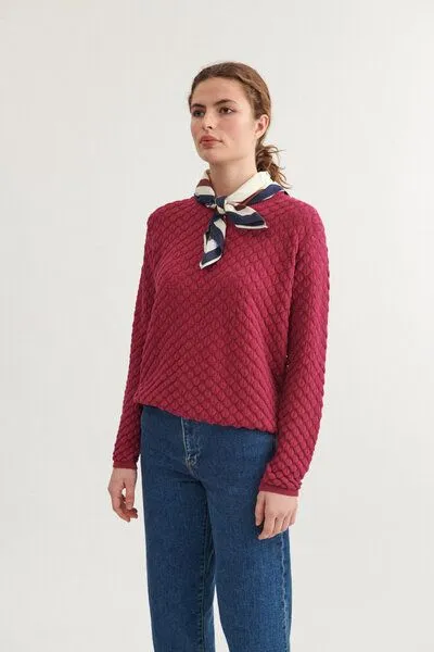 Basic Apparel Basic Apparel Strickpullover - Camilla sweater - aus Bio-Baumwolle, Rot (beaujolais), – Produktbild 2 von 3