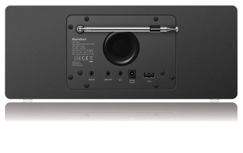 Karcher Karcher DAB 7000i Internet-Radio (Internetradio, DAB+, UKW (FM), 14 W, DAB+ / UKW-RDS, WLAN & Bluetooth, USB-Anschluss, AUX-IN, Wecker), Schwarz, – Produktbild 4 von 4