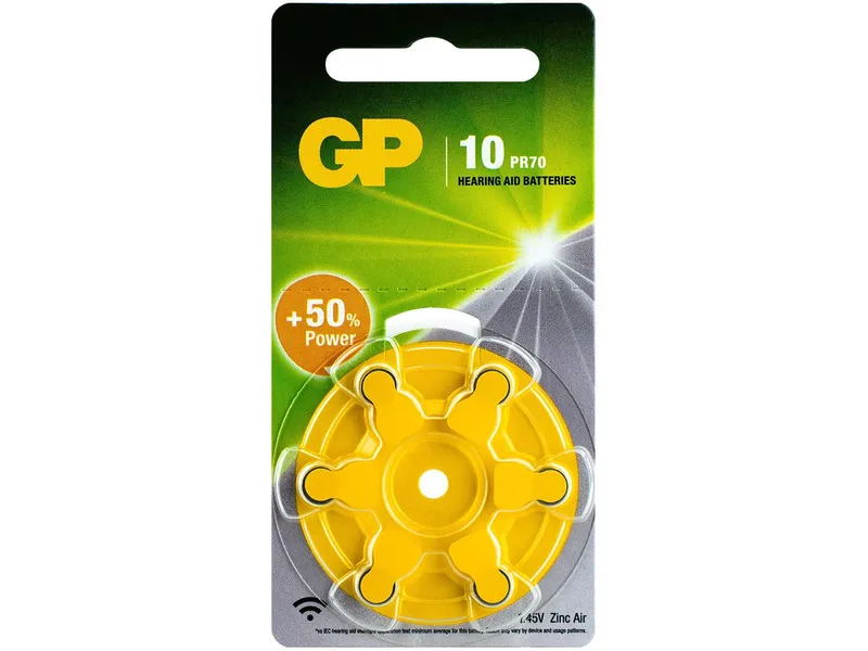 GP Battery 6er Pack GP Battery Hörgerätebatterien ZA10 "PR 70" 1,4V, 90 mAh – Produktbild 1 von 1