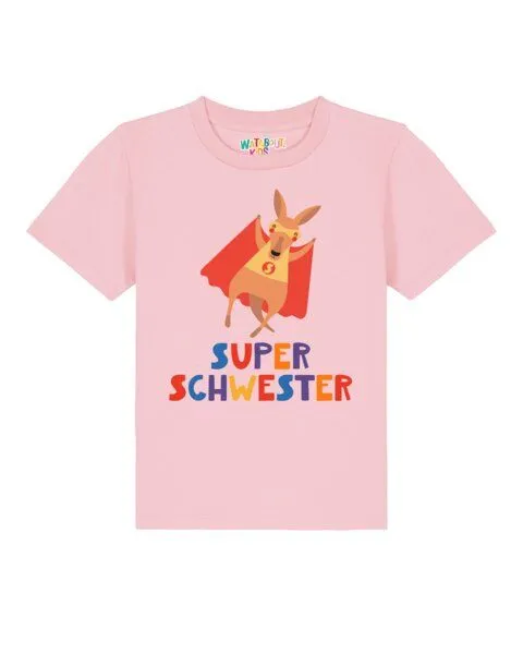 watabout.kids watabout.kids T-Shirt Kinder Känguru Superschwester, Cotton pink, – Produktbild 1 von 3