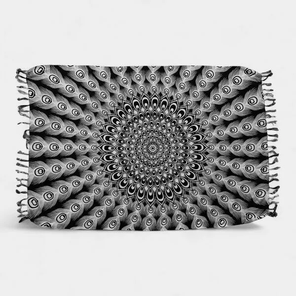 Der Lindwurm Der Lindwurm Sarong- Pfauenfeder, Schwarz/weiß, – Produktbild 1 von 1