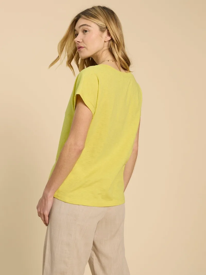 White Stuff Nelly T-Shirt mit Keilausschnitt - 52, Gelb, – Produktbild 4 von 4