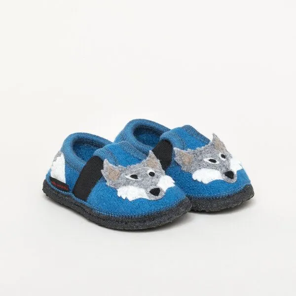 Kitz-Pichler Kitz-Pichler Bobby Wolf Kinder-Hausschuh für Jungen & Mädchen aus 100% Schurwolle, Hell-blau, – Produktbild 1 von 4