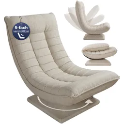 Casaria® Sessel Aberdeen Creme Stoff 5fach verstellbar 360 Grad drehbar klappbar – Produktbild 1 von 1